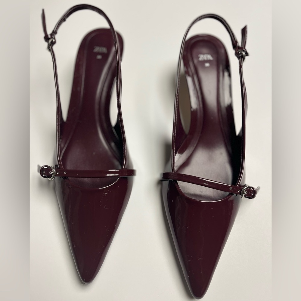 Zara Women's Deep Burgundy Slingback Heels